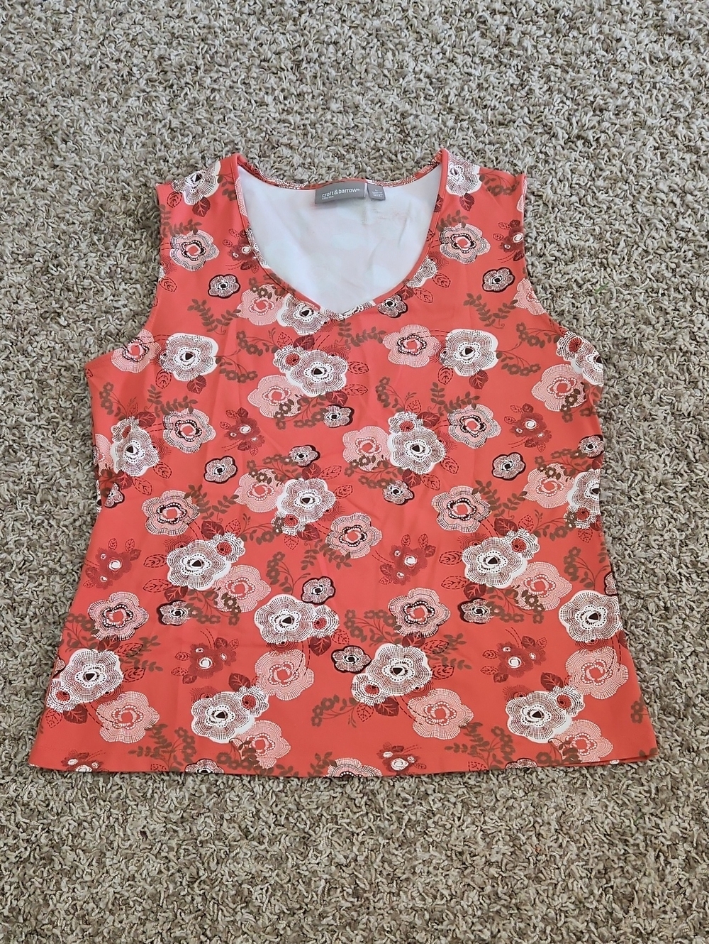 croft & barrow Coral Floral Sleeveless V-Neck Tank